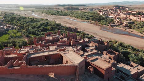 view of ait ben haddou fortress and surrounding landscape in morocco