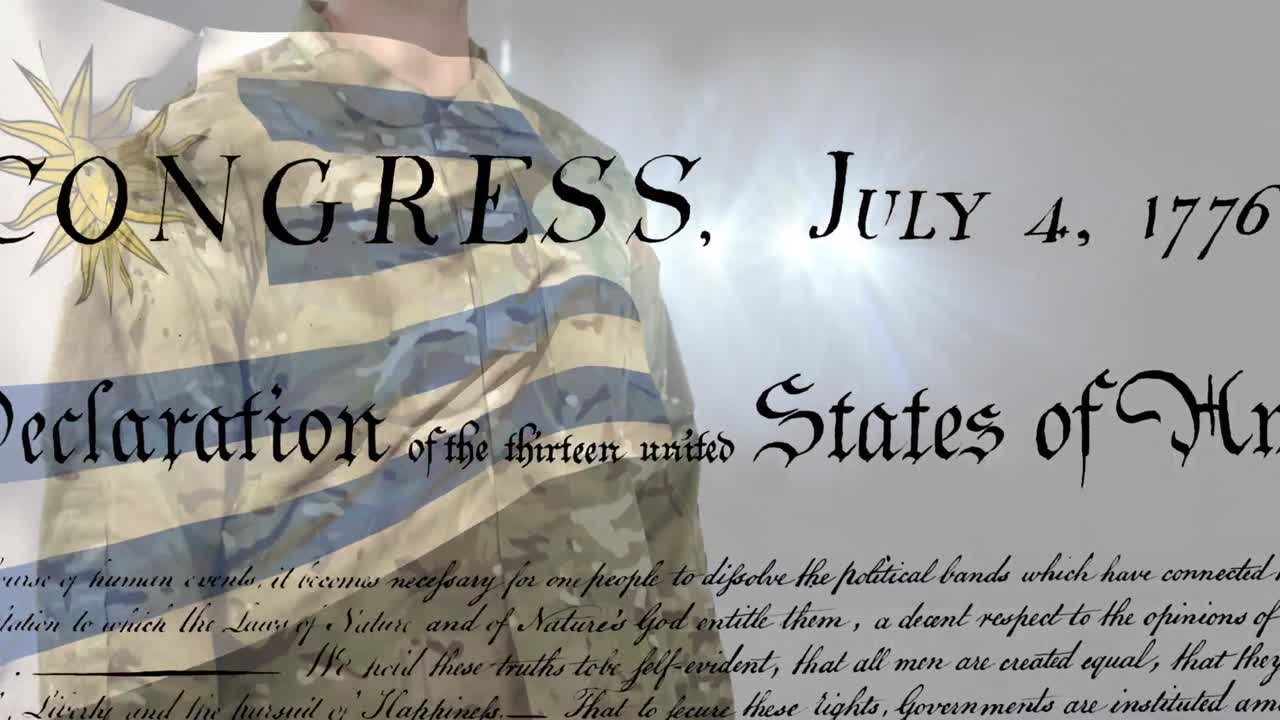 American text and sky over caucasian man wearing vr headset against white background