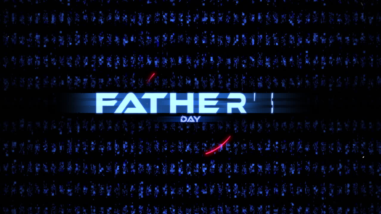 Neon vibrante per la Festa del Papà che risplende in una griglia futuristica