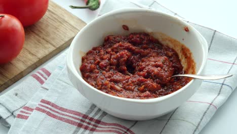 preparación casera de salsa de tomate