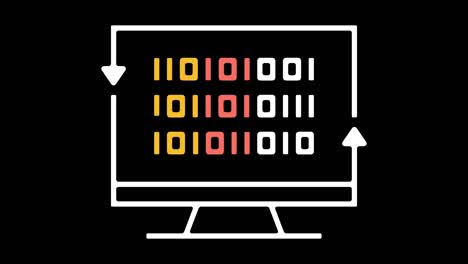 digital cryptography line icon animation with alpha