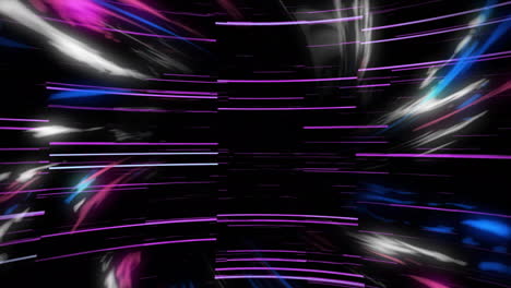 neon light streaks creating futuristic tunnel effect in flat design animated illustration