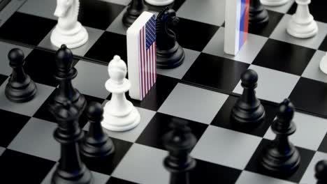 chessboard with flags of countries