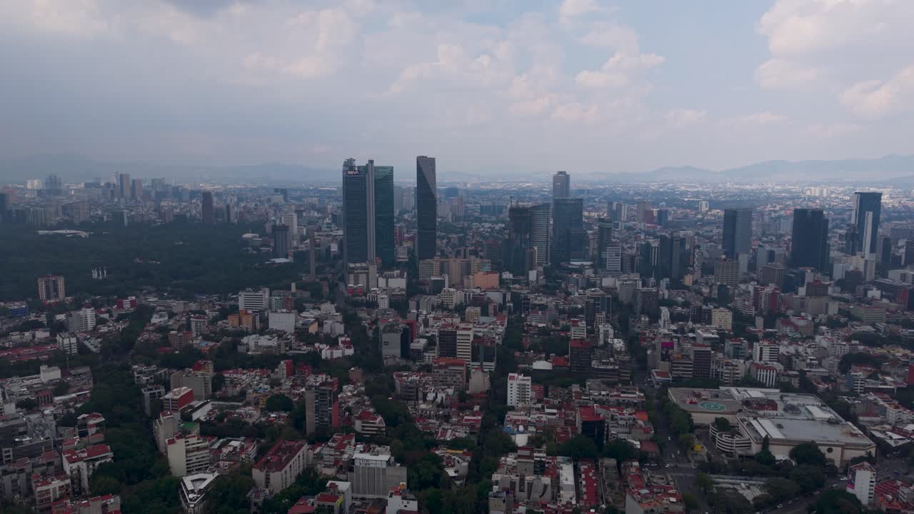 Drone perspective of Mexico City during weekend leisure time