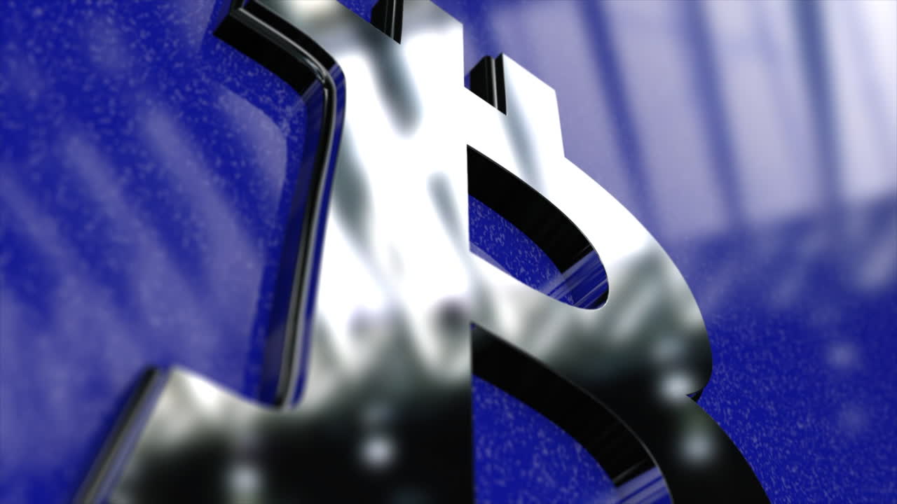 파란색 배경에 비트코인 기호