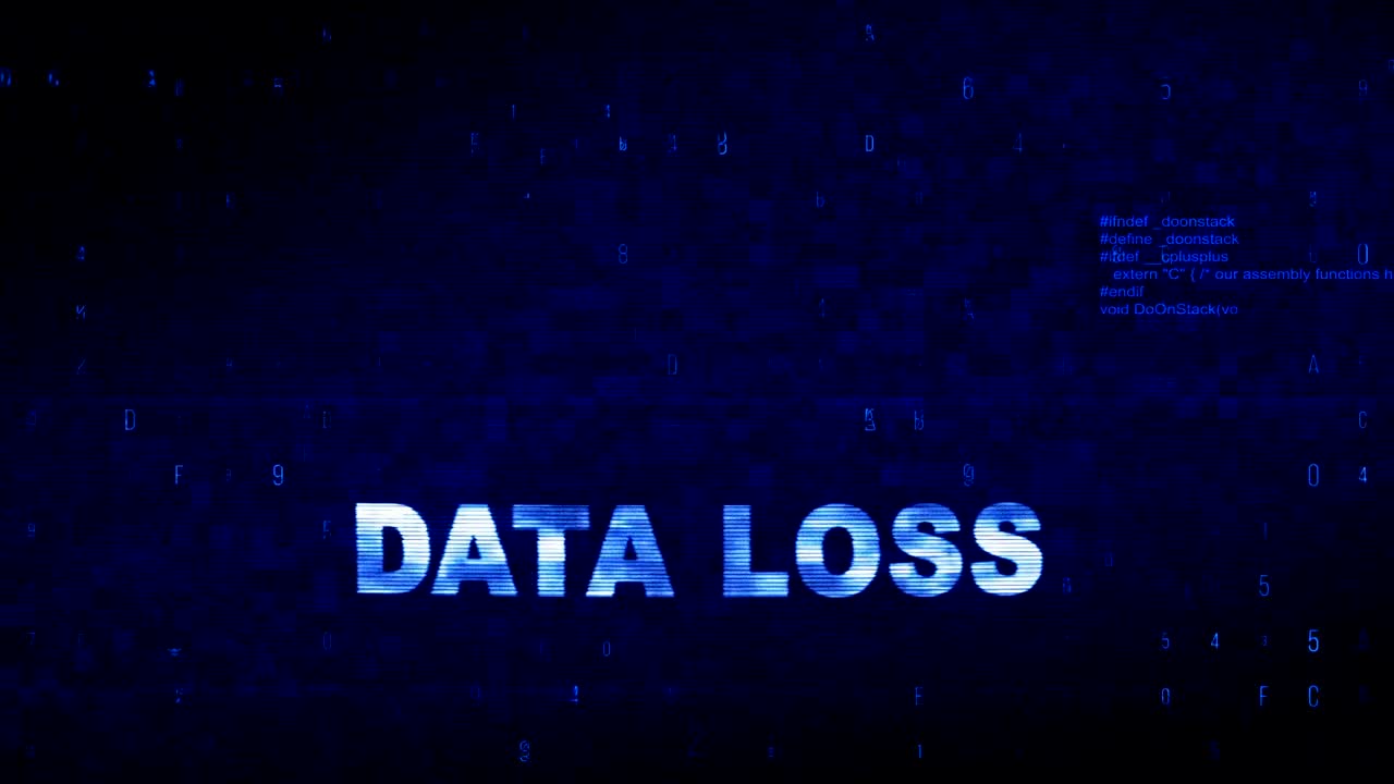 pérdida de datos texto ruido digital contracción glitch distorsión efecto error animación.