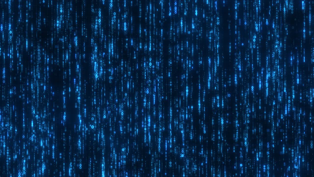 Futuristic Digital Binary Numbers Animation Blue Cyber Code Falling Matrix Background Loop