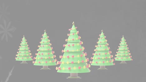 Animation-of-window-over-christmas-trees-on-pink-background