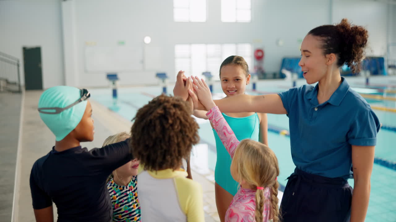 Swim Team Huddle at the Pool