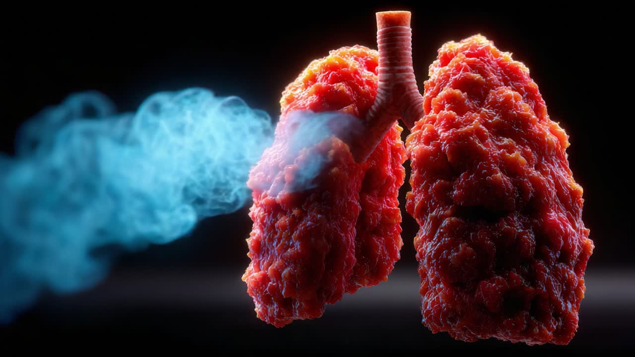 Visual Representation of Lungs Emitting Smoke, Highlighting the Intriguing Contrast Between Healthy Tissue and Harmful Effects of Pollution or Smoking
