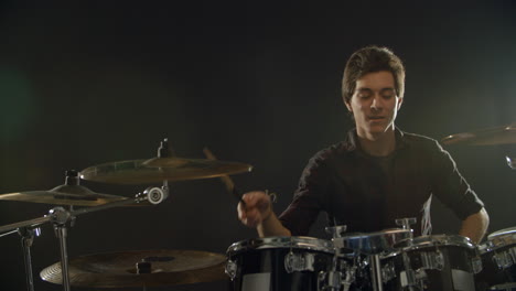 Slow-Motion-Sequence-Of-Drummer-Playing-Drum-Kit