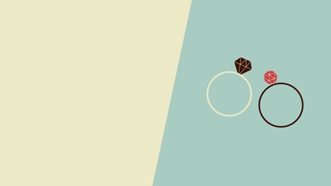 video en 4k del diseño de los dos anillos de dibujos animados.