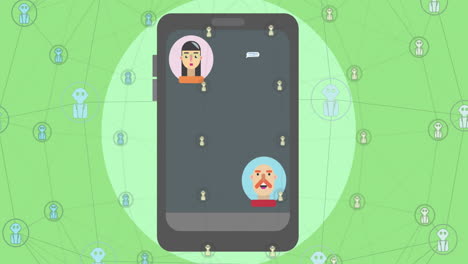 animación de chat en el teléfono inteligente y la red ai