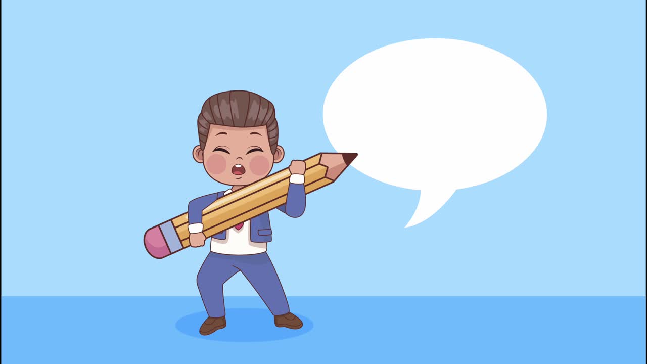 estudiante con lápiz y burbuja de habla