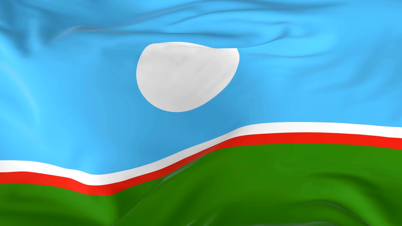 배경으로 루프 발을 흔들고 있는 사카 공화국