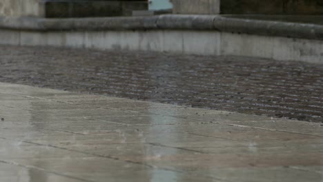 raining drops on pavement