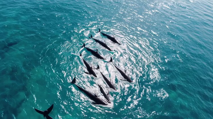 Pod of Dolphins in the Ocean