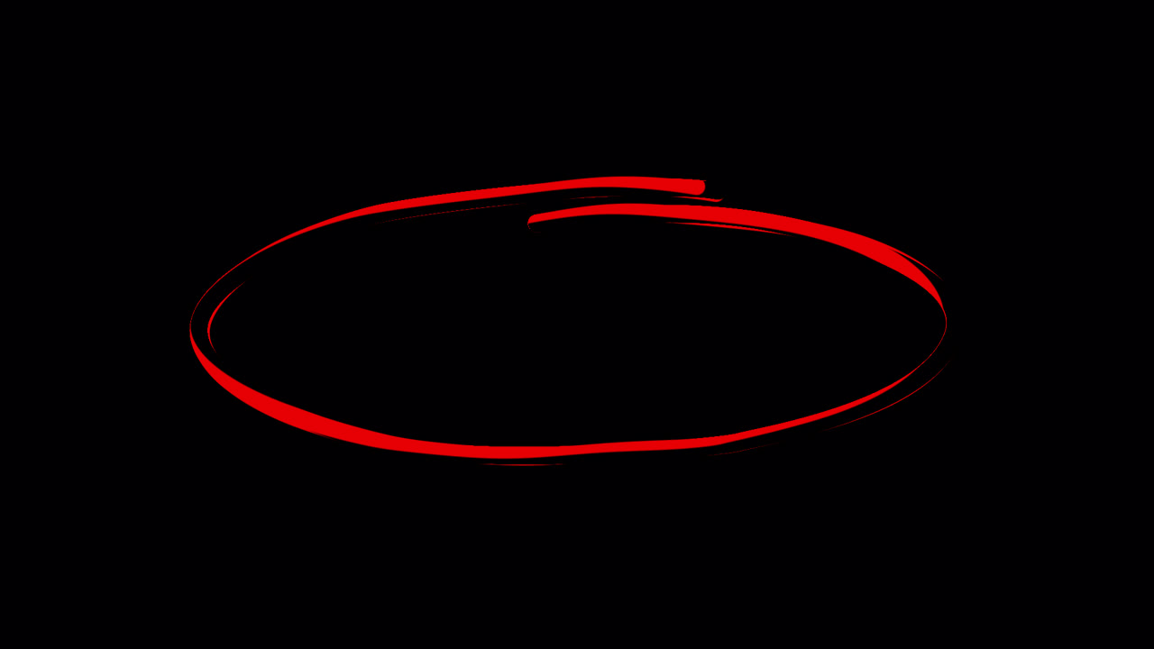 Animated Red Oval Shape Drawn on Black Background
