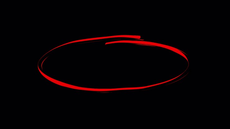 Animated Red Oval Shape Drawn on Black Background