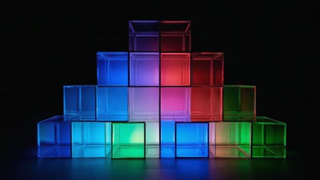 colorful stacked illuminated boxes