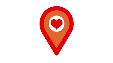 location heart sign. map pointer icon animation