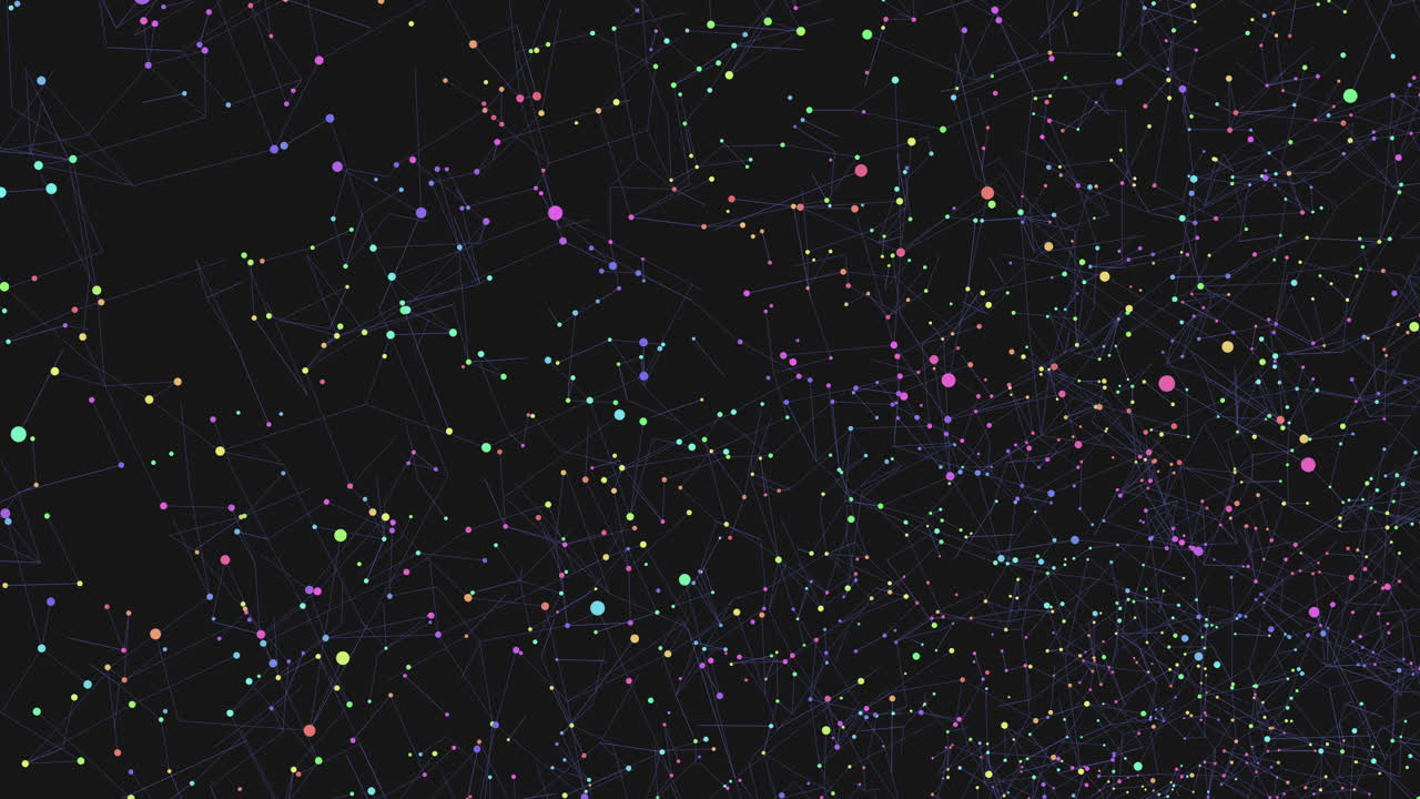 네트워크 연결을 나타내는 점과 선의 다채로운 격자