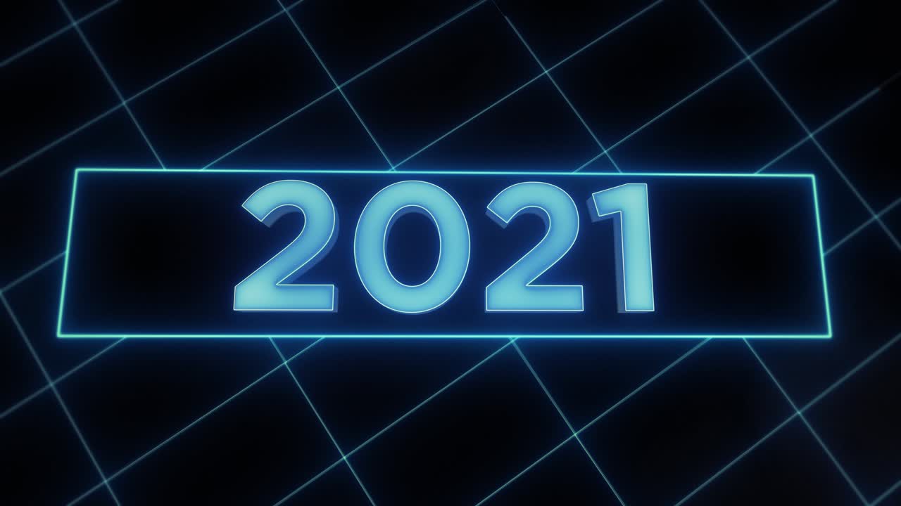 "2021" - texto enmarcado - oscuro - fondo futurista