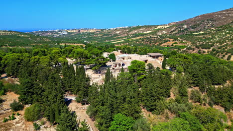 aerial view of knossos palace, crete, greece