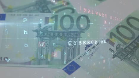 animation of moving data processing over banknotes