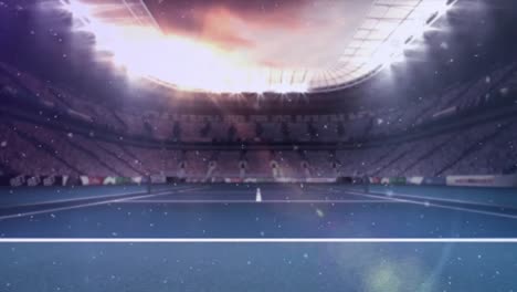 animation of snow falling over sports stadium