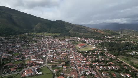 Aerial-panoramic-of-Villa-de-Leyva-Colombia-charming-village-town-in-Andes-mountains-travel-destination