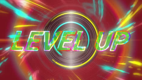 animación de texto de nivel superior sobre el fondo de patrón de neón