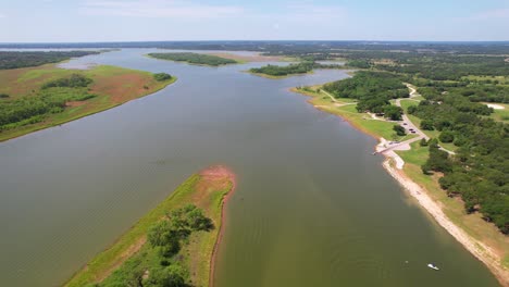 aerial video of plowman creek park on lake whitney in texas
