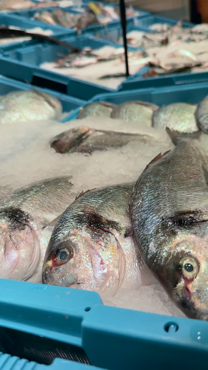 exhibición de pescado fresco en un mercado