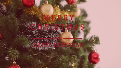 Animación-De-Feliz-Navidad-Y-Próspero-Año-Nuevo-Banner-De-Texto-Sobre-árbol-De-Navidad-Decorativo