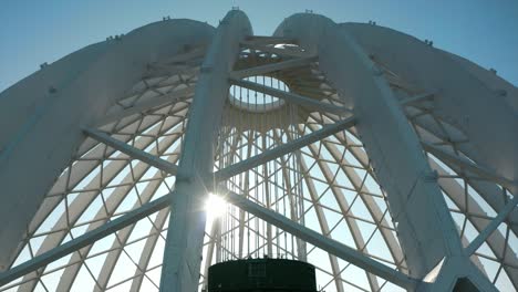 close-up view of a white metal dome structure