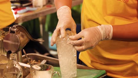 sequence of pouring and mixing a cold drink