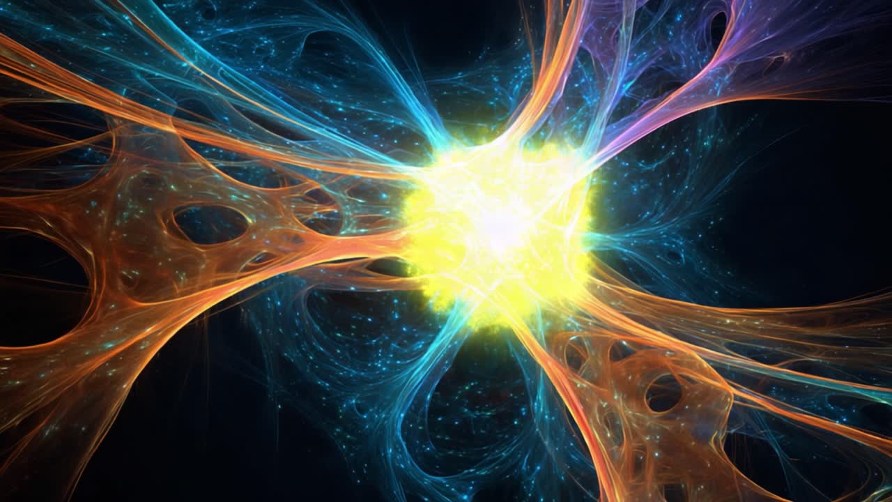 Stunning Digital Abstract Art Illustrating Vibrant Neural Connections with a Spectrum of Colors Enhancing the Depth and Complexity of the Visual Experience