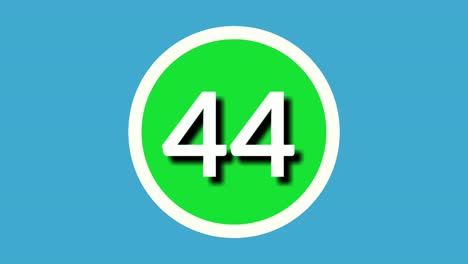 number 44 forty four sign symbol animation motion graphics on green sphere on blue background,4k cartoon video number for video elements