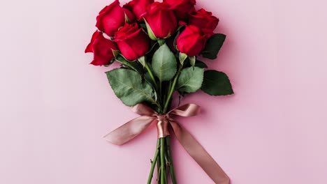 beautiful red rose bouquet on pink background