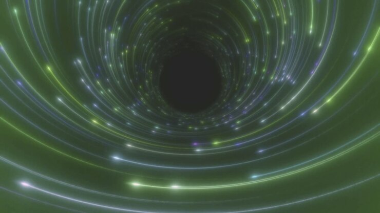 Dynamic Spiral Light Stream in Dark Tunnel