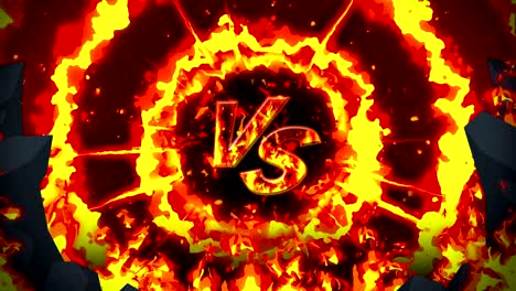 cartoon fire animation. flame loop background. competition. battle game. versus icon. vs icon.