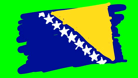 bosnia and herzegoniva flag drawing on green screen isolated whiteboard