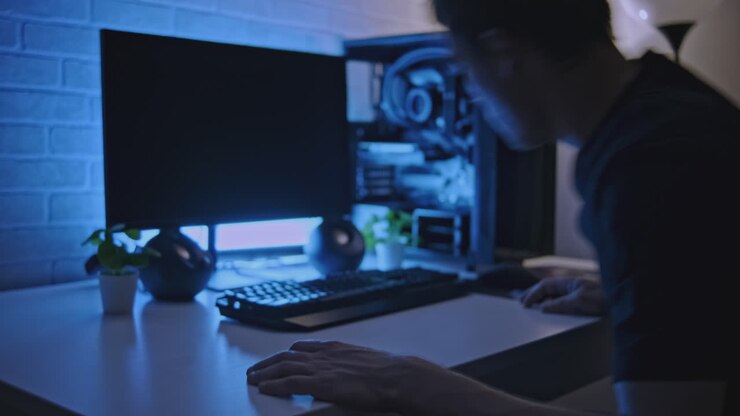 Gaming-setup i et hyggeligt soveværelse