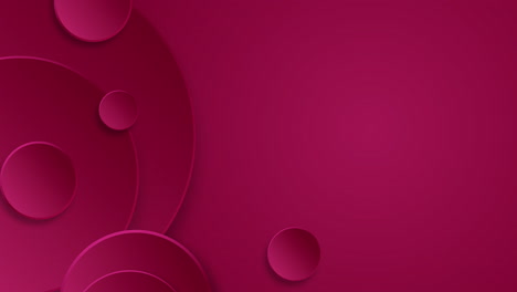 red paper cut out circle pattern in layers. abstract geometric gradient animate background. design magenta loop motion graphic. copy space.