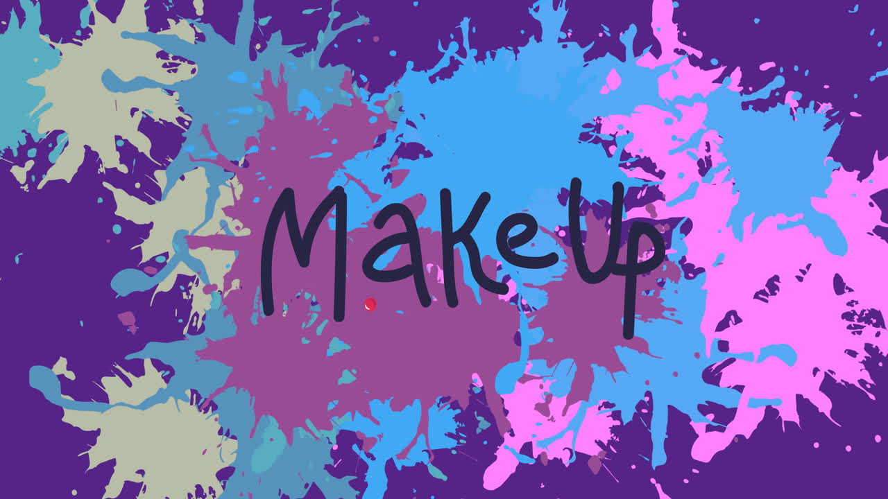 Animation of make up text on colorful background