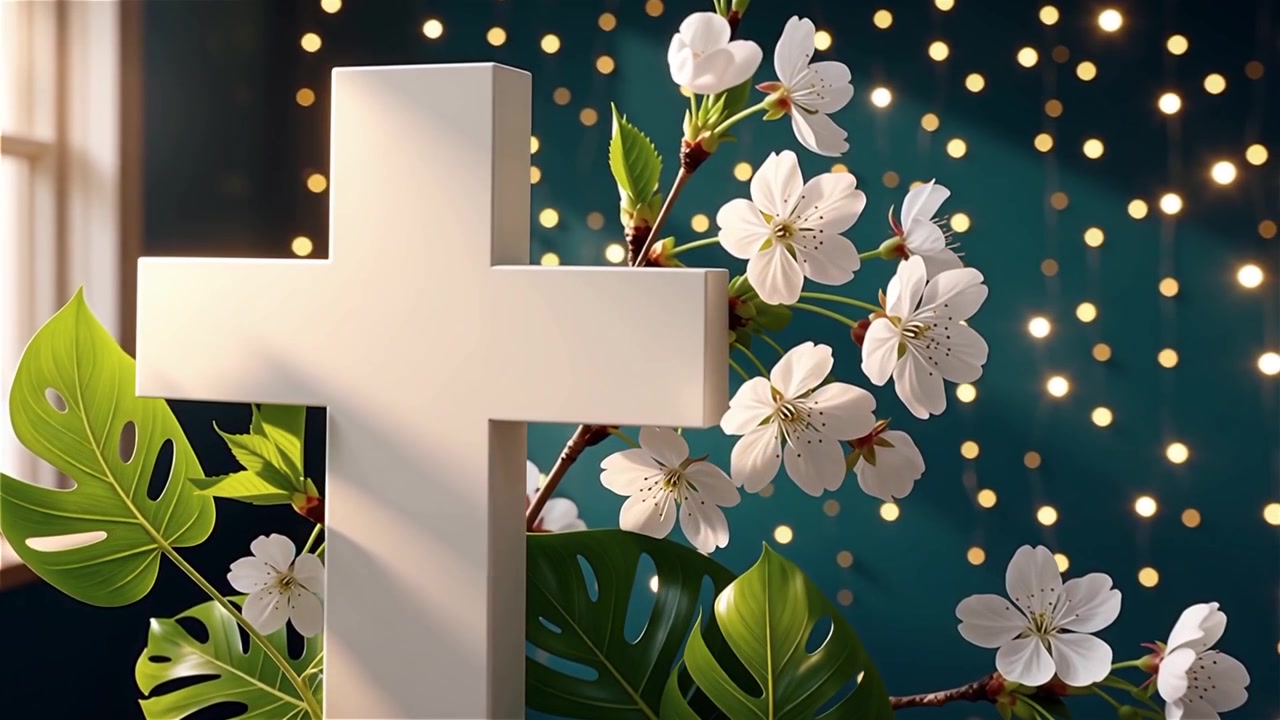 Cruz Cristiana con Luz Celestial, Fondo para Adoración.