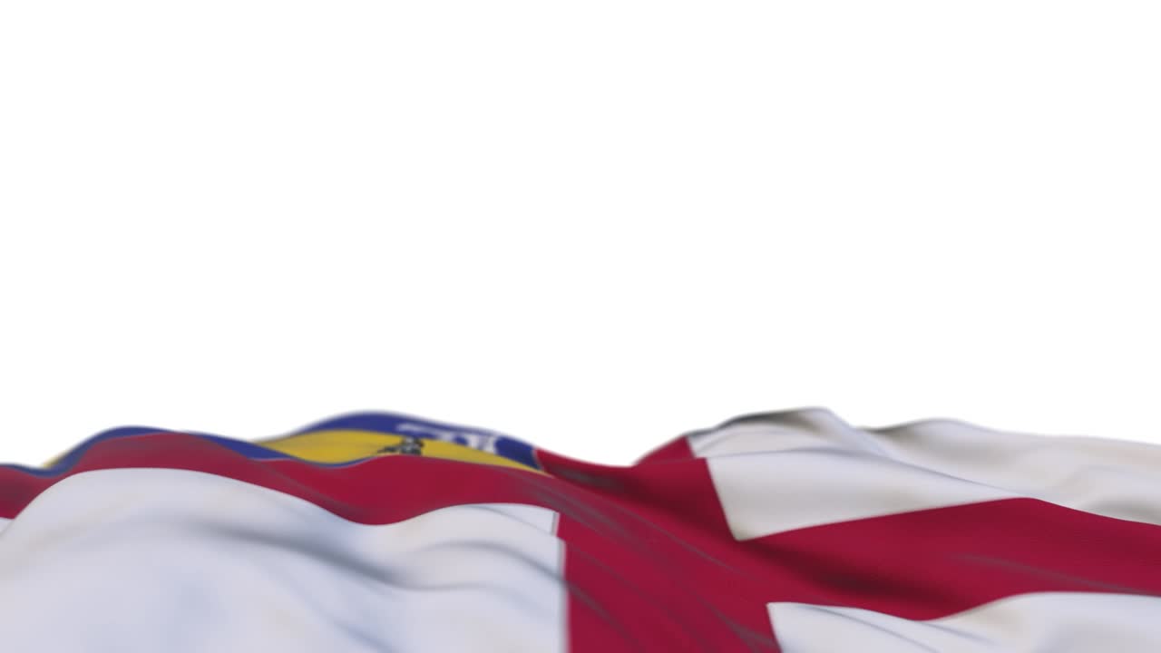 바람의 루프에 흔들리는 천의 발, 헤르마의 봉제, 바람에 흔들린 천의 배너, 반 채워진 색 배경, 텍스트를 위한 장소, 20 초 루프.