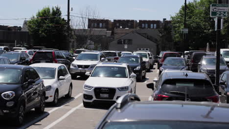 busy parking lot in downtown toronto