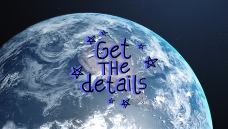 animation of get the details text over globe